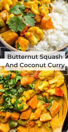 butternut squash and coconut curry with white rice