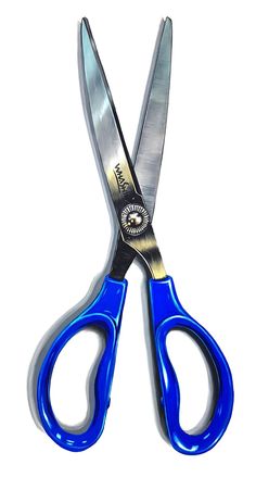 a pair of blue scissors sitting on top of each other