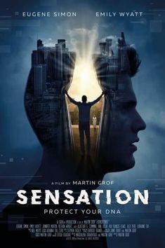 a movie poster for the film sensationation with a man standing in front of a doorway