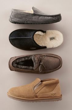 UGG® Ascot Leather Slipper (Men) | Nordstrom Suede Slippers, Mens Uggs, Christmas Gifts For Men, Best Gifts For Men, Leather Slippers, Designer Clothes For Men, Mens Slippers, Smooth Leather, Loafers Men