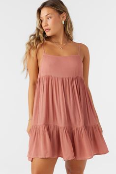 Complete your beach look with this flowy cover-up dress. It has a mini length fit and tiered detail. O'Neill Women's Cover-up dress Mini length Tiered skirt 100% Viscose | O'Neill Women's Saltwater Solids Rilee Dress in Cedar Wood, Size XL, Viscose Suits Series, Loungewear Outfits, Spring Suit, Loungewear Dresses, Womens Wetsuit, Denim Sweater, Dresses Xxl, Women's Cover Up, Cedar Wood