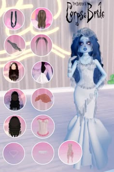 Dress To Impress Corpse Bride No Vip, Corpse Bride Emily X Victor, Corps Bride Dress To Impress, Corpse Bride Dti Outfit No Vip, Dti Corpse Bride Face, Emily Corpse Bride Dress To Impress, Di Corpse Bride, Emily Corpse Bride Human, Dress To Impress Hacks Halloween