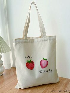 BagForLove - Cute Strawberry Cartoon Pattern Small Shopper Bag with Double Handles - Ideal for Daily Use Product Description Color Beige Pattern Type Letter Bag Size Small Type Shoulder Tote Bag Material Polyester Composition 100% Polyester Size Chart INCH CM Bag Length Bag Width Bag Height Handle Height 13.4 inch 1.6 inch 15 inch 9.8 inch Bag Length Bag Width Bag Height Handle Height 34 cm 4 cm 38 cm 25 cm Details Pictures Similar Products h2 { text-align: center; } /* æ¢è¡ */ li{ white-space Cute Beige Canvas Bag, Kawaii Summer Bags For Daily Use, Kawaii Bags For Daily Use In Summer, Cute Beige Canvas Shopping Bag, Kawaii Summer Bags For Everyday Use, Summer Kawaii Bags For Everyday, Strawberry Cartoon, Letter Bag, Beige Pattern