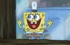 an animated spongebob is on the television screen