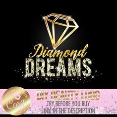 diamond dreams banner with gold lettering and diamonds