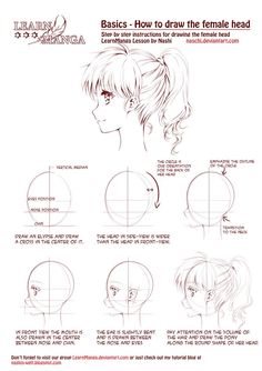 how to draw the female head from an anime character's perspective, step by step