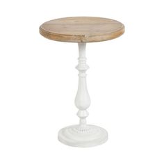 Embrace vintage charm with this classic Wixley round side table. Between its sturdy, iron base and its wooden tabletop, this side table boasts a charming mixed materials design. This round pedestal table offers coastal style with some traditional accenting between its turned base and beaded detail toward the bottom of the base. The Wixley's addition of subtle, rustic detailing throughout the base will leave your guests marveling at this thoughtful design. The wooden tabletop is crafted from wood Tall Round Side Table, Coastal Side Table, Round Pedestal Table, Indoor Plant Stand, Pedestal End Table, Pedestal Side Table, Farmhouse Side Table, Wooden Side Table, Plant Stand Indoor