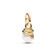 Fuse elegance and edginess with the Pandora ME Snake Pearlescent Mini Dangle Charm. A 14k gold-plated snake wraps around the top of a lacquered artificial pearl, its head slightly separated from its body. The snake's head features grooved detailing and sparkling stones as eyes. A symbol of transformation and healing, wear this snake charm as a reminder of who you've been and who you can become at any moment. Can only be styled on openable links. Bracelet not included with purchase. Pandora Style Gold Snake Jewelry, Pandora Me, Snake Pendant, Snake Jewelry, Jewellery Inspiration, Pandora Style, Beauty Stuff, Gold Snake, Dangle Charms