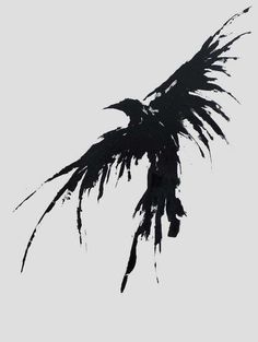 a black bird is flying in the sky