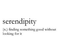 the words serendipity are written in black and white, with an arrow pointing to