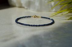 Dark blue Sapphire bracelet Genuine Sapphire bracelet femme | Etsy Elegant Sapphire Beaded Bracelets With Round Beads, Elegant Sapphire Beaded Bracelets, Dark Blue Bracelet, Elegant Sapphire Bracelets With Faceted Beads, Dainty Blue Gemstone Bracelets, Elegant Sapphire Bracelet With Faceted Beads, Dainty Blue Gemstone Bracelet, Elegant Sapphire Faceted Bracelets, Blue Sapphire Bracelet