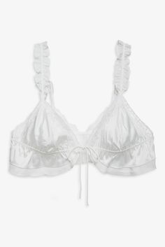 Butterfly Lace Ruffle Bralette — White | For Love & Lemons White Lace Trim Camisole Bra, White Camisole Bra With Lace Trim, Spring Wedding Bra With Lace Trim, Elegant Lace Trim Bra, Elegant Summer Bra With Lace Trim, Butterfly Lace, Love Simple, On Cloud Nine, White Bralette