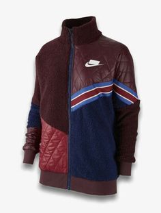 Brand new with the Tags Nike Sportswear Sherpa Track Jacket. Women’s size Large. Color Burgundy / Navy / White. Retail price $130.00 Description Rich polyester fabric with quilted and fleece panels. Zipper closure on front. Dual side slip-in pockets. Embroidered Nike signature branding. Sporty Quilted Outerwear For Streetwear, Nike Brown Outerwear For Winter, Sportswear Fleece Jacket For Streetwear In Fall, Sportswear Fleece Jacket For Fall Streetwear, Fall Sportswear Fleece Jacket For Streetwear, Sporty Quilted Outerwear For Fall, Quilted Long Sleeve Sports Outerwear, Nike Outerwear With Fleece Lining For Fall, Nike Winter Sport Coat