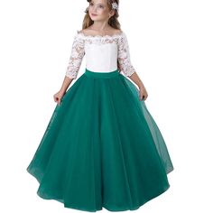 Stunning Flower Girl Dress Lace Top Tulle Skirt Suit For Wedding Party, Holiday Party, Christmas, Baptism, Birthday, Pageant And Other Special Occasions Made Of High Quality Tulle,100% Cotton Lining,Soft And Comfortable, If You Need This Dress To Be More Puffy, Please Prepare A Crinoline For Your Child. Flower Girl Dress Long Sleeve, Green Flower Girl Dresses, Burgundy Flower Girl Dress, Long Flower Girl Dresses, Suit For Wedding, Girls Ball Gown, Formal Dance, Lace Flower Girls, First Communion Dresses