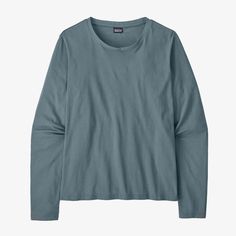 Patagonia Women's Long-Sleeved Regenerative Organic Certified™ Cotton Tee Organic Relaxed Fit Crew Neck Tops, Casual Midweight Crew Neck Top, Solid Midweight Crew Neck Tops, Organic Cotton Long Sleeve Tops For Fall, Midweight Crew Neck Top, Long Sleeve Organic Cotton Tops For Fall, Crew Neck Tops For Fall, Casual Midweight Tops For Layering, Everyday Organic Cotton Crew Top