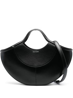 black calf leather panelled design adjustable detachable shoulder strap two rolled top handles logo stamp to the front main compartment internal press-stud fastening pouch full lining silver-tone hardware open top with hook fastening This piece comes complete with a protective dust bag. Alexander Mcqueen Bag, The Cove, Black Leather Tote Bag, Fashion Tote Bag, Woman Bags Handbags, Black Leather Handbags, Black Tote, Ballet Flat Shoes, Pump Sandals