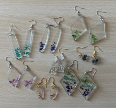 Crushed glass in resin drop earrings. Glass In Resin, Glass Designs, Crushed Glass, Silver Spring, Glass Design, Glass Collection, Pendant Necklaces, Jewelry Earrings Dangle, Dangle Drop Earrings