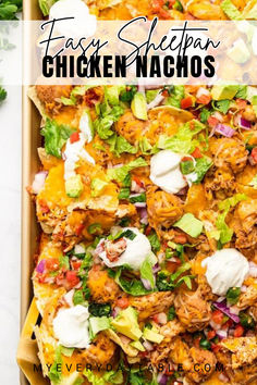 sheet pan chicken nachos Cheesy Shredded Chicken, Easy Sheet Pan Nachos, Shredded Chicken Nachos, Salsa Chicken Crockpot, Sheet Pan Nachos, Pan Nachos, Chicken Beans, Beans And Cheese, Chicken Nachos Recipe