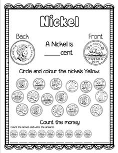 a coloring page for children to color with money and coins on the front, in black and