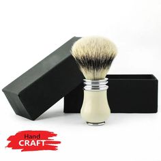 Hand Made Silvertip Hair Shaving Brush This is a meticulously crafted shaving brush with a minimalist design. The handle is made of aluminium and metal in an elegant ivory colour while the bristles are the softest-grade Synthetic silvertip hair, making it the most comfortable and refined shaving brush. The loft has a hybrid shape that supports a rich, creamy lather for a traditional wet shave. The elegant design is comfortable to use and gives a luxury experience. Hair Shaver For Men, Shaving Brushes, Shaving Brush, Wet Shaving, Ivory Color, Shaving, Minimalist Design, Elegant Design, Beauty And Personal Care