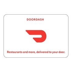 a red and white sign that says doordash restaurants and more, delivered to your door