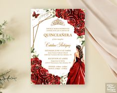 an elegant quinceauera birthday party with red roses