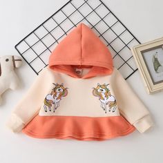 Unicorn Pattern Hoodie for Baby Girl - PrettyKid Cute Multicolor Cotton Hoodie, Cotton Hoodie For Playtime, Playful Spring Hoodie For Playtime, Playful Hoodie For Spring Playtime, Playful Hoodie For Playtime In Spring, Cute White Hoodie For Playtime, Cute Long Sleeve Hoodie For Playtime, Girls Winter Dresses, Unicorn Leggings