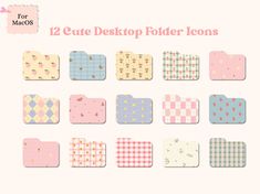 12 cute desktop folder icons in pastel colors