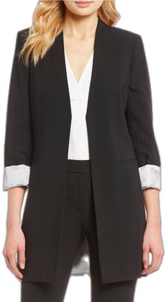 Elegant Open Front Blazer, Fitted Open Front Elegant Blazer, Elegant Open Front Formal Blazer, Elegant Open Front Blazer For Workwear, Elegant Open Front Workwear Blazer, Elegant Open Front Blazer For Office, Elegant Fitted Open Front Blazer, Elegant Open Front Office Blazer, Elegant Open Front Blazer For Fall