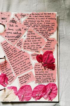 Pink rose scrapbook Scrapbook Beginner, Scrapbook Journal Ideas, Travel Journal Scrapbook, Album Journal, Love Scrapbook, Diy Birthday Gifts For Friends, Diy Journal Books, Bumbo, Diary Decoration