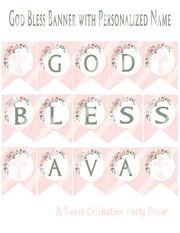 god's blessing banner with personalized name in pink and white flowers on it