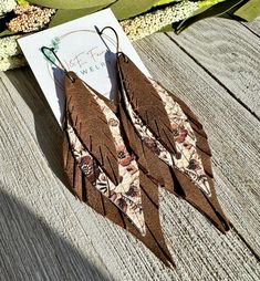 Beautiful Leather Fringe Earrings These are made with Genuine Leather.  Earrings measure 4 inches long.  Hooks are hypoallergenic stainless steel. Thank you for your business! W&E Farms Jewelry Farm Jewelry, Leather Fringe Earrings, Leather Fringe, Brown Floral, Fringe Earrings, Leather Earrings, Diy Jewellery, Favorite Jewelry, Jewelry Earrings Dangle