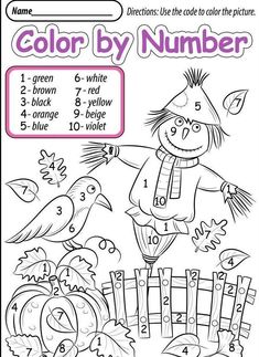 the color by number page for children to learn numbers