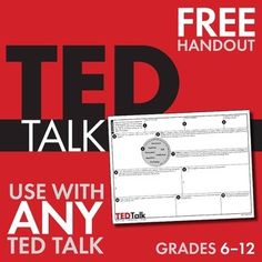 a red and black poster with the words ted talk, use with any ted talk