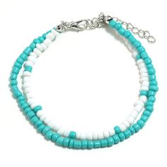 Add a subtle pop of color to your casual ensemble when you don this double-layered boho beaded anklet. 9.84'' diameter Lobster claw clasp Silvertone copper / reconstituted turquoise Foot Chain, Barefoot Sandal, Beaded Anklet, Boho Layering, Fashion Beads, Bracelet Fashion, Copper Turquoise, Beaded Anklets, Anklet Bracelet