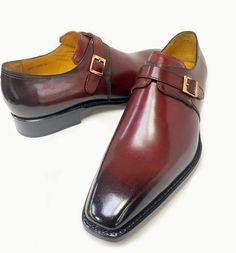 Ugo Vasare "Brooks" Monkstrap Shoe Burgundy – C&E Fashions Cordovan Shoes, Shoe Horn, Shoe Tree, Leather Shoes Men, Goodyear Welt, Horse Hair, Mens Casual, Suede Shoes, Stylish Men