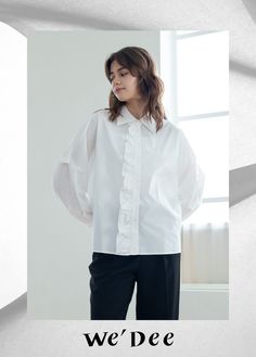 Designer fashion, Seoul-fully created | W Concept Classic Office Shirt With Ruffled Collar, Classic Shirt With Ruffled Collar For Office, Classic Ruffled Shirt For Office, Classic Shirt With Ruffled Collar For Work, White Classic Shirt With Ruffled Collar, Classic Button-up Shirt With Ruffles, Classic White Shirt With Ruffled Collar, Classic Ruffled Button-up Shirt, W Concept