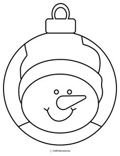 a black and white christmas ornament with a snowman's face in the center