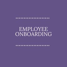 the words employee onboarding in white on a purple background