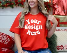 Are you finally ready to launch your new designs while searching for beautiful Gildan 5000 t-shirt mockups for your e-commerce business? Today is your lucky day! You have stumbled upon an amazing selection of unique and beautiful mockups for your Gildan 5000 red t-shirt.  Simply drag your design onto the mockup and you are ready to go. This saves you time and effort, which can be used elsewhere to focus on other important tasks.  What you will get : Gildan 5000 red T-shirt Mockup :      - 1 jpg file (free of watermarks)   - 5000 px X 4000 px - 300 dpi  Please note that NO physical item will be shipped. This is a digital file.   COPYRIGHT & TERMS OF USE   This file is subject to © COPYRIGHT and is the intellectual property of ©Thibophotos. PERSONAL AND COMMERCIAL USE IS ALLOWED.  Under no c Red Customizable Short Sleeve T-shirt, Customizable Red Short Sleeve T-shirt, Customizable Red Short Sleeve Tops, Red Custom Print Crew Neck Top, Customizable Red Casual T-shirt, Casual Red Customizable T-shirt, Christmas Mockup, E Commerce Business, T Shirt Mockup