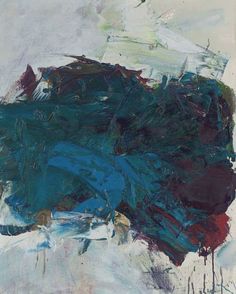 an abstract painting with blue and green colors