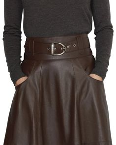 100% genuine lambskin leather handmade skirt plus size custom made with two cross pockets and waist belt. Satin lining will be used with leather color matching. length is going to below from knee Buckle design might be change due to availability in the market. Skirt Leather Outfit, Brown Leather Skirt Outfit, Outfit Leather Skirt, Brown Skirt Outfit, Brown Leather Skirt, Leather Skirt Outfit, Belt Skirt, Womens Active Wear Outfits, Style Aesthetics