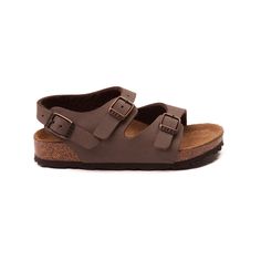 Toddler/Youth Birkenstock Roma Sandal Casual Sandals With Buckle Closure And Adjustable Fit, Brown Adjustable Closed Toe Footbed Sandals, Brown Footbed Sandals With Buckle Closure For Outdoor, Casual Brown Footbed Sandals With Adjustable Strap, Brown Leather Footbed Sandals For Everyday, Everyday Brown Footbed Sandals With Round Toe, Everyday Brown Leather Footbed Sandals, Adjustable Brown Footbed Sandals For Outdoor, Comfortable Brown Footbed Sandals With Adjustable Strap