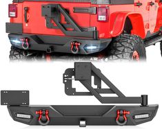 an image of the front bumper and rear bumper guard for jeeps with led lights