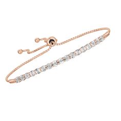 PRICES MAY VARY. DIAMOND BRACELETS: Celebrate your birthday or any special occasion with this beautiful, brilliant diamond bracelet; nothing quite says you care like a diamond Bolo bracelet ADJUSTABLE DESIGN: The flexible chain molds to your wrist; adjustable closure fits perfectly every time; Sterling silver gives a high shine and adds a hint of elegance VERSATILE STYLING: Simple yet luxurious, this Bolo bracelet will amp up your look; layer it with other styles or wear it alone for a sophistic Rose Gold Bracelet With Diamond Accents For Anniversary, Anniversary Rose Gold Bracelet With Diamond Accents, Adjustable Rose Gold Diamond Cut Bracelets, Rose Gold Diamond Bracelet With Adjustable Chain, Adjustable Chain Rose Gold Diamond Bracelet, Rose Gold Diamond Cut Tennis Bracelet Gift, Rose Gold Bracelet With Prong Setting For Gift, Adjustable Rose Gold Jewelry With Diamond Accents, Dainty Rose Gold Tennis Bracelet For Formal Events