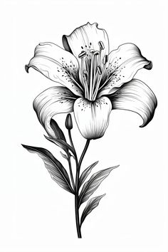 a black and white drawing of a flower