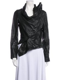 AllSaints Leather Biker JacketBlackStudded Accents & Shawl CollarSlit Pockets & Button ClosureFit:Jackets by AllSaints typically fit true to size. Allsaints Leather, Leather Biker Jacket, All Saints, Biker Jacket, Shawl, Clothes For Women, Leather, Clothes, Black