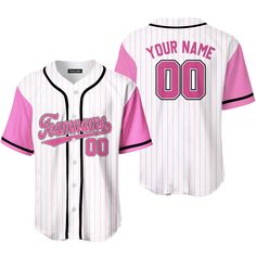 Custom White Pink Raglan Pink Black Baseball Jerseys For Men & Women JN10992 Pink Pinstripe, Custom Baseball Jersey, Team Uniforms, Uniform Design, Baseball Jersey, Baseball Jerseys, Team Colors, Baseball Tee