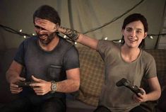 a man and woman playing video games together