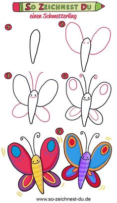 three colorful butterflies with the words sozchnest du in german and english